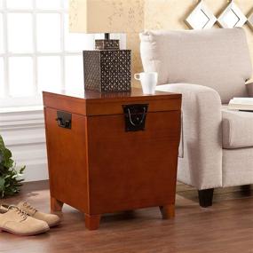 img 1 attached to 🏞️ SEI Furniture Pyramid Storage Trunk, End Table, Mission Oak: Stylish Storage and Functional Design Combined