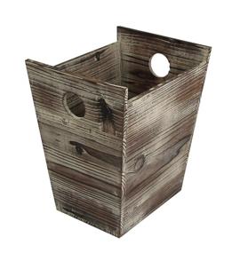 img 2 attached to 🗑️ J JACKCUBE DESIGN Rustic Farmhouse Style Wastebasket Bin with Handle - Decorative Wood Trash Can for Bathroom, Kitchen, Office, Dorm Room, Laundry - MK575A