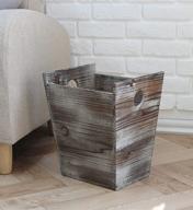 🗑️ j jackcube design rustic farmhouse style wastebasket bin with handle - decorative wood trash can for bathroom, kitchen, office, dorm room, laundry - mk575a logo