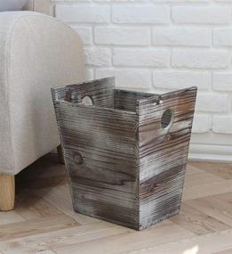 img 4 attached to 🗑️ J JACKCUBE DESIGN Rustic Farmhouse Style Wastebasket Bin with Handle - Decorative Wood Trash Can for Bathroom, Kitchen, Office, Dorm Room, Laundry - MK575A