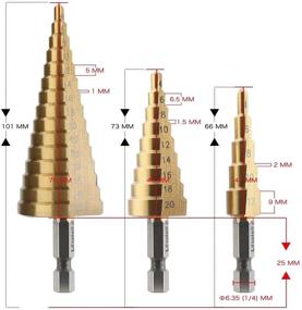 img 3 attached to 🛠️ Набор цилиндрических сверл по металлу LESOLEIL HSS с шестигранным хвостовиком и покрытием из титана - диапазон размеров 4-12/4-20/4-32, эффективное решение для сверления.