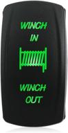 💧 waterwich 7 pin momentary winch in out rocker toggle switch waterproof - 12v/24v - dpdt illuminated rocker switch for auto truck boat marine (green) логотип