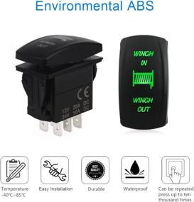 img 1 attached to 💧 WATERWICH 7 Pin Momentary Winch in Out Rocker Toggle Switch Waterproof - 12V/24V - DPDT Illuminated Rocker Switch for Auto Truck Boat Marine (Green)