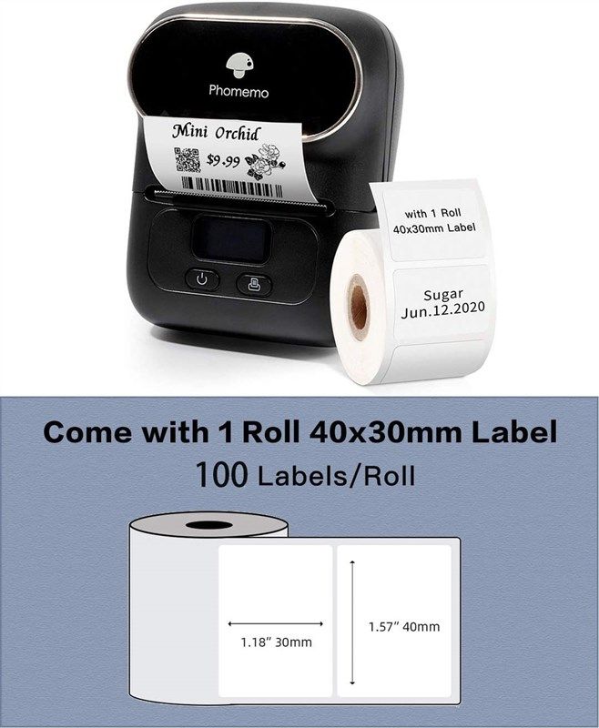 Phomemo Barcode Printer - M110 Label Maker Machine Wireless Bluetooth  Themal Label Printer for Small Business, School, Barcode, Address, Jewelry