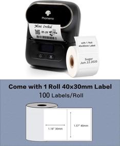 img 1 attached to 🏷️ Phomemo-M110 Label Maker - Compact Bluetooth Thermal Label Printer, Ideal for Clothing, Jewelry, Retail, Mailing, Barcode – Compatible with Android &amp; iOS, Includes 1 pack of 40×30mm Labels, Black