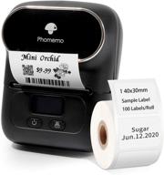 🏷️ phomemo-m110 label maker - compact bluetooth thermal label printer, ideal for clothing, jewelry, retail, mailing, barcode – compatible with android &amp; ios, includes 1 pack of 40×30mm labels, black logo