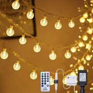 🔌 waterproof led globe string lights, 33ft 100 led fairy lights, plug-in string light with remote control for outdoor indoor bedroom, garden, christmas tree decor [8 modes, timer] (warm white) logo