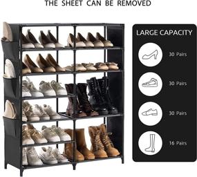 img 1 attached to 👞 YOUDENOVA 7 Tier Shoe Rack, Large Boot Rack Storage for Closet Entryway, Stackable Shoe Shelf Organizer, Holds 24-30 Pairs, Black