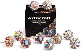 img 2 attached to 🎨 Artncraft Set: Vintage Color Multi Designed Ceramic Cupboard Cabinet Door Knobs Drawer Pulls & Chrome Hardware (Multi Color 10) - Perfect Decorative Touch for Cabinets and Drawers