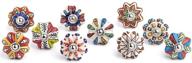 🎨 artncraft set: vintage color multi designed ceramic cupboard cabinet door knobs drawer pulls & chrome hardware (multi color 10) - perfect decorative touch for cabinets and drawers logo