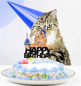 img 1 attached to Happy Birthday Cat Cake Topper - 🐱 Cat Theme Party Picks for Pet Party Decorations Supplies