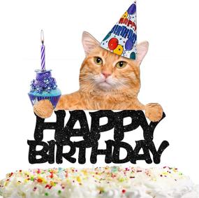 img 3 attached to Happy Birthday Cat Cake Topper - 🐱 Cat Theme Party Picks for Pet Party Decorations Supplies