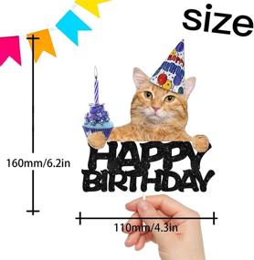 img 2 attached to Happy Birthday Cat Cake Topper - 🐱 Cat Theme Party Picks for Pet Party Decorations Supplies