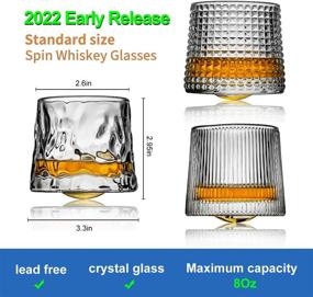 img 1 attached to Rotatable Lovwish Crystal Whiskey Glasses - Set of 2, 8 Oz Old Fashioned Glasses for Bourbon, Scotch Lovers, Rum Drinkers - Perfect Style Glassware for Bar, Whiskey Enthusiasts