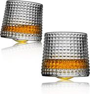 rotatable lovwish crystal whiskey glasses - set of 2, 8 oz old fashioned glasses for bourbon, scotch lovers, rum drinkers - perfect style glassware for bar, whiskey enthusiasts logo