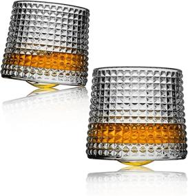 img 2 attached to Rotatable Lovwish Crystal Whiskey Glasses - Set of 2, 8 Oz Old Fashioned Glasses for Bourbon, Scotch Lovers, Rum Drinkers - Perfect Style Glassware for Bar, Whiskey Enthusiasts