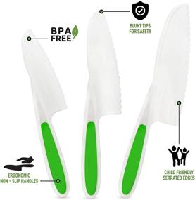 img 3 attached to 🔪 Zulay Kids Knife Set for Cooking and Cutting Fruits, Veggies & Cake - Ideal Starter Knife Set for Small Hands in the Kitchen - 3-Piece Nylon Knife Kit for Kids - Enjoyable & Safe Lettuce Knife (Green)