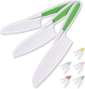 img 4 attached to 🔪 Zulay Kids Knife Set for Cooking and Cutting Fruits, Veggies & Cake - Ideal Starter Knife Set for Small Hands in the Kitchen - 3-Piece Nylon Knife Kit for Kids - Enjoyable & Safe Lettuce Knife (Green)