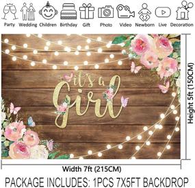 img 3 attached to 🌸 Allenjoy 7x5ft Floral It's a Girl Backdrop - Flower Butterfly Wood Wall Photography Background for Baby Shower Decorations, Girl Birthday Party Supplies, Picture Banner, Photo Booth Props