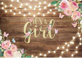 img 4 attached to 🌸 Allenjoy 7x5ft Floral It's a Girl Backdrop - Flower Butterfly Wood Wall Photography Background for Baby Shower Decorations, Girl Birthday Party Supplies, Picture Banner, Photo Booth Props