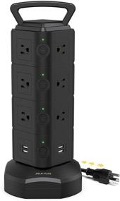 img 4 attached to 🔌 JACKYLED 10ft Power Strip Tower Surge Protector Electric Charging Station with 13A 14 AC Outlets, 4 USB Ports, and Heavy-Duty Extension Cord for Home Office Computer Nightstand Laptop Phone - Black