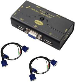 img 4 attached to 💻 USB 2.0 VGA KVM Switch with USB Hub and Audio - 2 Port, Up to 2048x1536 Resolution - Ideal for PC or Monitor Switching