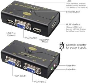 img 1 attached to 💻 USB 2.0 VGA KVM Switch with USB Hub and Audio - 2 Port, Up to 2048x1536 Resolution - Ideal for PC or Monitor Switching