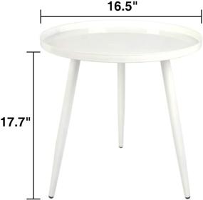 img 3 attached to H JINHUI Round Metal Outdoor Side Table - Waterproof Removable Tray Table for Small Sofa, Coffee Table, Indoor Accent Table in Living Room, Bedroom, Balcony, Office - Easy to Assemble, White