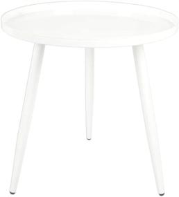 img 4 attached to H JINHUI Round Metal Outdoor Side Table - Waterproof Removable Tray Table for Small Sofa, Coffee Table, Indoor Accent Table in Living Room, Bedroom, Balcony, Office - Easy to Assemble, White