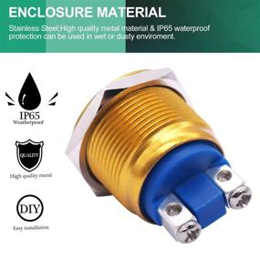 img 3 attached to Twidec / 19Mm Waterproof Golden Metal Shell Momentary Raised Top Push Button Switch 3A/12~250V SPST 1NO Start Button For Car Modification Switch（Quality Assurance For 1 Years） M-19-GLD-G