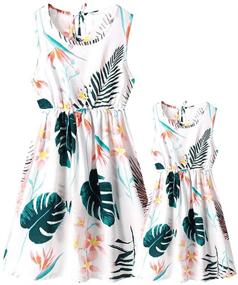 img 3 attached to Adorable Sleeveless Hawaiian Monstera Dresses for Matching Mother-Daughter Outfits