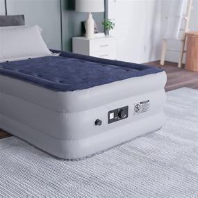 img 3 attached to Comfortable and Convenient: EMMA + OLIVER 18 Inch Twin Size Raised Inflatable Air Mattress with Internal Electric Pump