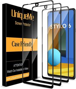 img 4 attached to 🔒 3-пак UniqueMe Защитное стекло полного покрытия для экрана LG Stylo 6 [Защита от края до края] [Дружелюбное к чехлу] - Черный