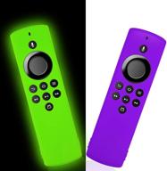 📱 2-pack remote cover replacement for tv stick lite 2020 control - silicon protective case with lanyard (lime green and purple) logo