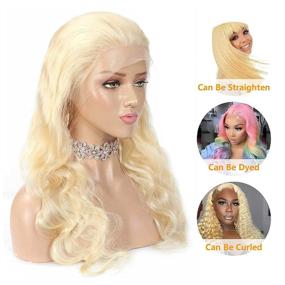 img 2 attached to 💁 Парик Mesariel Body Wave из человеческих волос блондинка с кружевным передом 13х4 HD 613, Предварительно выдернутые детские волосы, плотность 150% - 18 дюймов