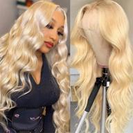 💁 парик mesariel body wave из человеческих волос блондинка с кружевным передом 13х4 hd 613, предварительно выдернутые детские волосы, плотность 150% - 18 дюймов логотип