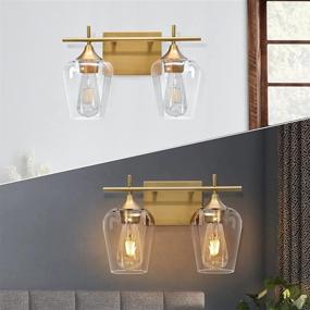 img 2 attached to 💡 Zicbol Gold Bronze Vanity Lights Fixtures - Modern 2-Light Bathroom Light with Clear Glass Shade for Bath, Living Room, Bedroom