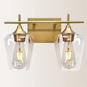 img 4 attached to 💡 Zicbol Gold Bronze Vanity Lights Fixtures - Modern 2-Light Bathroom Light with Clear Glass Shade for Bath, Living Room, Bedroom