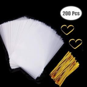 img 3 attached to 🍬 Clear Flat Cellophane Bags 200 PCS with Twist Ties - Ideal for Cookies, Candies, Gifts - Party Favor Bags (4x6")