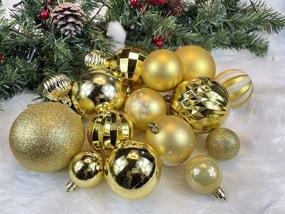 img 2 attached to 🎄 AOGU 34Pcs Christmas Balls: Gold Shatterproof Tree Ornaments for Festive Home Decor, Party Garlands, and Wreaths - Includes Hanging Hooks