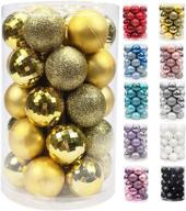 🎄 aogu 34pcs christmas balls: gold shatterproof tree ornaments for festive home decor, party garlands, and wreaths - includes hanging hooks логотип