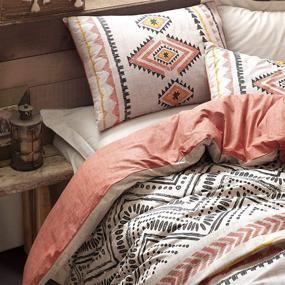img 3 attached to 🛏️ SUSSEXHOME Aztec Orange Full Size Duvet Cover Set: Iron Safe, Hypoallergenic, Breathable Bedding with 1 Duvet Cover, 1 Fitted Sheet, and 2 Pillowcases, Machine Washable