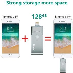 img 2 attached to 💾 128GB Flash Drive for iPhone/iPad, Photo Stick with USB 3.0, External Storage Adapter Expansion for iOS/PC/Mac - Grey