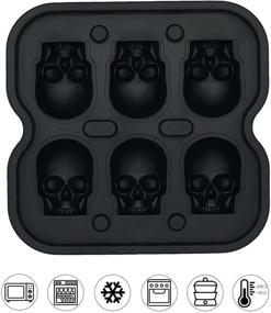 img 3 attached to Silicone 3D Skull Ice Cube Mold with Funnel Design - Easy 🧊 Fill & Release, Creates 6 Ice Skulls for Halloween Christmas Party, Whiskey, Cocktails, Chocolate