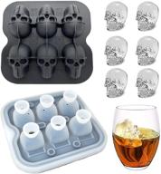 silicone 3d skull ice cube mold with funnel design - easy 🧊 fill & release, creates 6 ice skulls for halloween christmas party, whiskey, cocktails, chocolate логотип