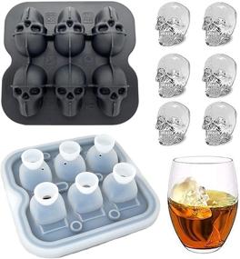 img 4 attached to Silicone 3D Skull Ice Cube Mold with Funnel Design - Easy 🧊 Fill & Release, Creates 6 Ice Skulls for Halloween Christmas Party, Whiskey, Cocktails, Chocolate