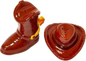 img 2 attached to Official Disney Toy Story Woody Salt & Pepper Shaker Set - Decorative Ceramic Western Cowboy Hat and Boot Figures - Perfect Kitchen and Party Decor for Toy Story Fans