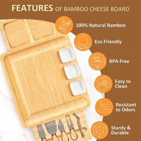 img 2 attached to 🎁 FamRica Bamboo Charcuterie Board Set: Elegant Wedding, Housewarming & Engagement Gift with Slid-Out Drawers