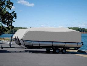 img 3 attached to 🛥️ Pontoon Boat Cover, Waterproof Polyester Fabric with Storage Bag, Fits 17-20ft Length & Beam Width up to 102in, Trailerable Design - Grey