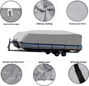 img 2 attached to 🛥️ Pontoon Boat Cover, Waterproof Polyester Fabric with Storage Bag, Fits 17-20ft Length & Beam Width up to 102in, Trailerable Design - Grey
